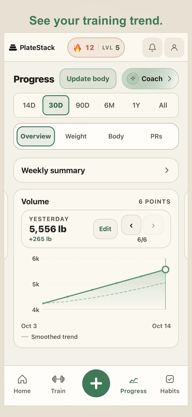 PlateStack: Training progress and volume chart