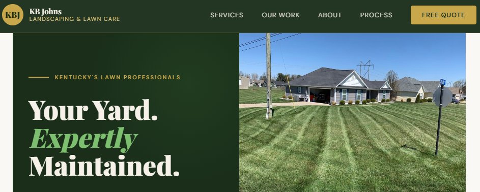 KB Johns Landscaping & Lawn Care website screenshot