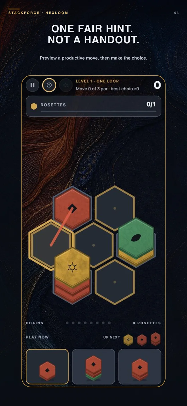 Hexloom cascade resolving across neighboring material stacks