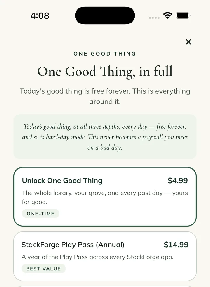 One Good Thing screen 3