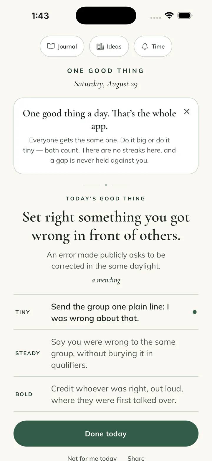 One Good Thing screen 1