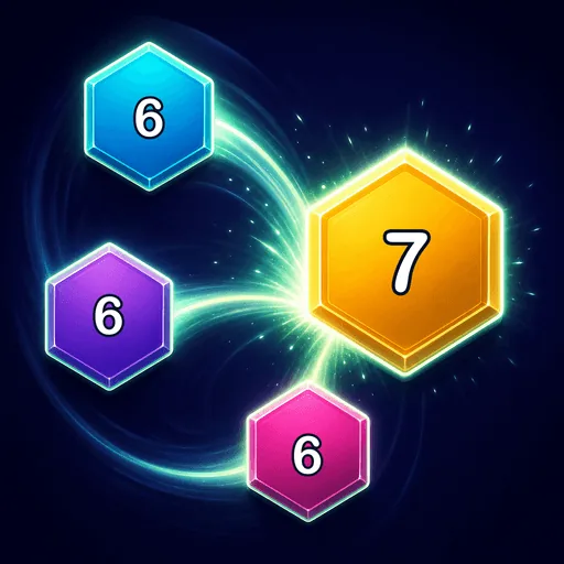 Sixfold hexagonal merge puzzle icon