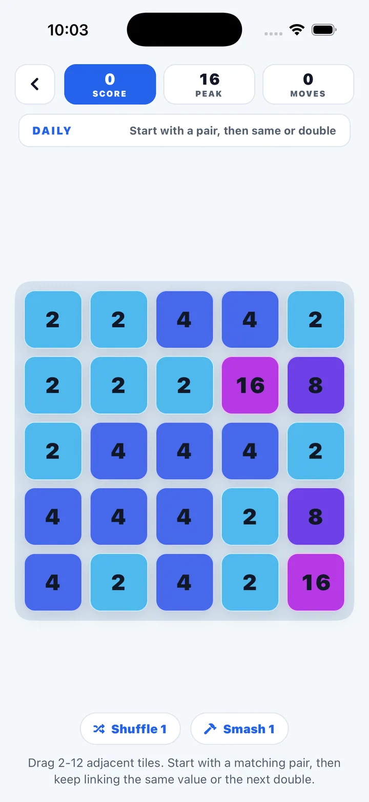 Twoward chain-merge puzzle board