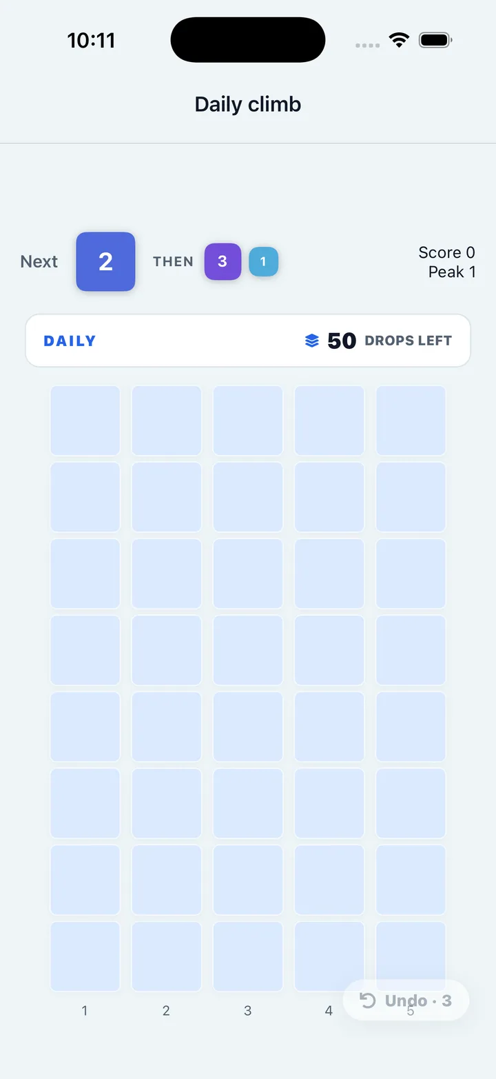 Upward daily drop-and-merge board