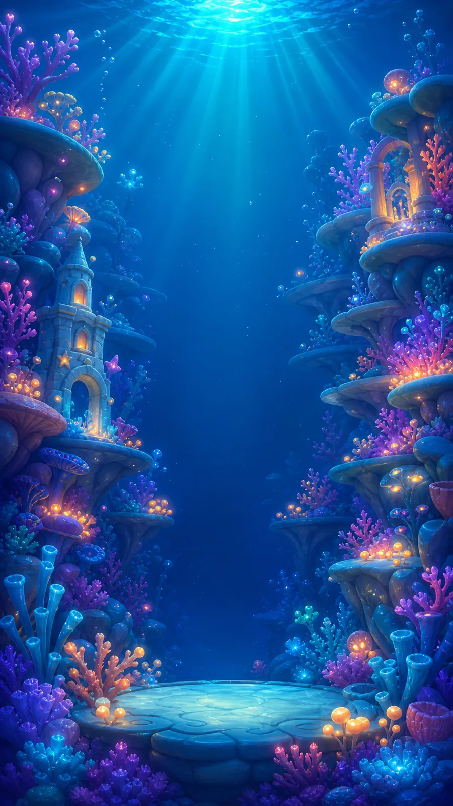 Glowtide's luminous Reef Depths world